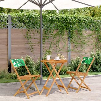 vidaXL Juego De Bistro De 3 Piezas Tela Madera Maciza Estampado Hojas Vidaxl