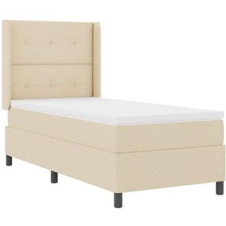 vidaXL Cama Tipo Box Spring Con Coj&iacute;n Manual Crema 200 X 90 Cm Tela Vidaxl