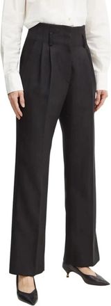 Forte_Forte Wijde broek - Dames - Wijde Broeken - Zwart - M - Katoen - Broeken