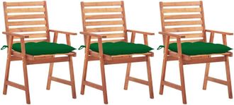 vidaXL Sillas Comedor De Jard&iacute;n 3 Uds Madera Maciza Acacia Y Cojines Vidaxl