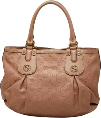 Gucci Pink Leather Handbag Tote Bag (Pre-Owned)