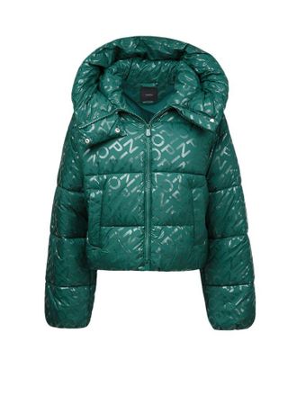 Pinko Quilted Monogram Down Jacket - Teal