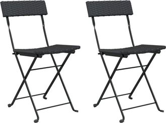 vidaXL Vidaxl - Folding Bistro Chairs 2 pcs Black Poly Rattan and Steel