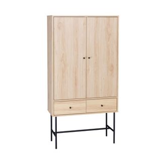 Sweeek Armario acanalado con efecto madera, 2 puertas, natural