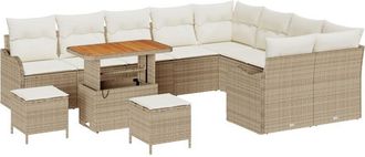 vidaXL Vidaxl - Garden Sofa Set Height-Adjustable 12 pcs Beige Poly Rattan