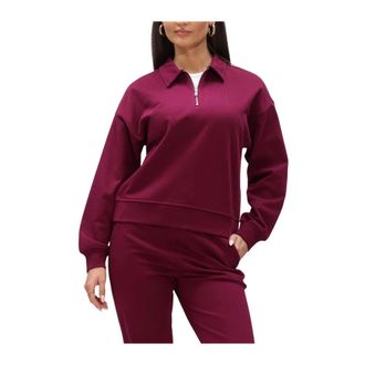Calvin Klein Dames Truien vesten Ls Archive Terry 1/4 Zip Polo Sw - Dames - Vesten met rits - Rood - S - Katoen - Hoodies & sweatvesten
