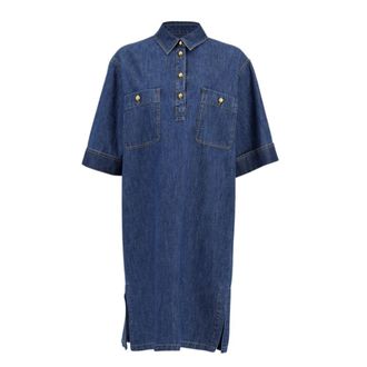 Valentino Blauw Katoenen Overhemdjurk met Zakken - Dames - Shirt Kleedjes - Blauw - XS - Katoen - Kleedjes