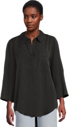 Mod-o-doc Roll Tab, Patch Pocket, Tunic Womens Clothing Black : LG (US 12-14), Tencel
