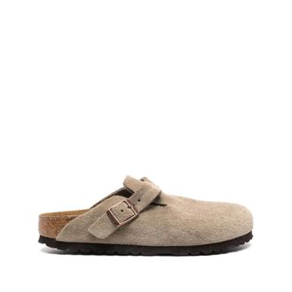Birkenstock Mules, female, Gray, Size: 7 US Suede Almond Toe Sandals