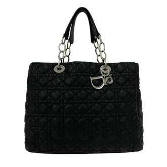 Dior Black Leather Handbag Tote Bag (Pre-Owned)