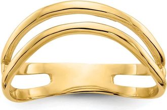 Diamond2Deal 14k Yellow Gold Polished Double Wave Fashion Thumb Ring