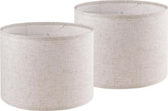 OEM Juego De 2 Pantallas De L&aacute;mpara, Lino Natural, Con Sistema De Fijaci&oacute;n Tipo Ara&ntilde;a, Cil&iacute;ndricas De 29x32x24,5 Cm, Para L&aacute;mparas De Mesa Y De Pie, Para 