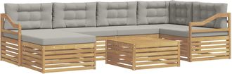 vidaXL Set Di Divani Da Esterno 7 Pz Bianco E Grigio Chiaro Vidaxl