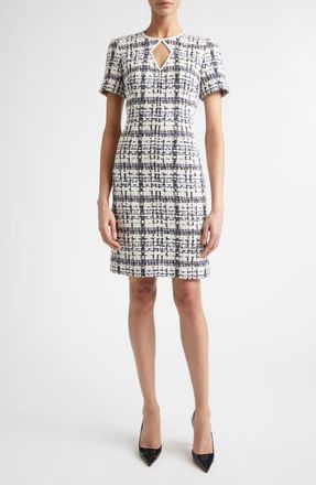 St. John St. Tropez Tweed Cutout Sheath Dress in Ecru/bright White/black Multi at Nordstrom, Size 14