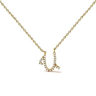 House of Brilliance 10K Gold Diamond Accent A-Z Initial Script Style Pendant Necklace in Yellow | U at Nordstrom