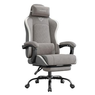 Songmics Silla gaming ergon&oacute;mica con reposapi&eacute;s y reposabrazos de color gris