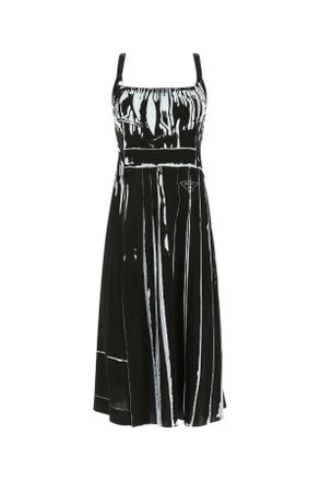 Prada Womens Printed Stretch Viscose Dress - Black - Size EU 38 (Womens)