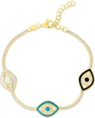 Sphera Milano 14K Gold Plated Sterling Silver & CZ Evil Eye Bracelet in Yellow Gold at Nordstrom Rack