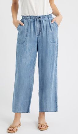 Beach Lunch Lounge Harmony Tie Waist Crop Pants in Medium Wash at Nordstrom, Size X-Small