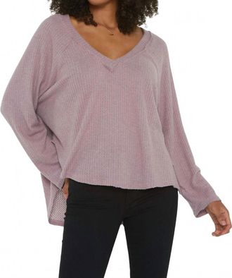 Bloomingdale's Dream Thermal Cozy V-Neck Top In Dusty Lavender