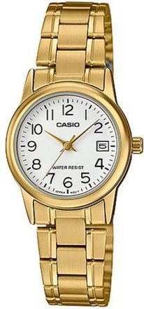 Casio Womens Gold Analog Watch White Dial Steel Bracelet - LTP-V002G-7B2UDF