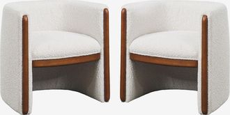Sklum Pack De 2 Sillones Con Reposabrazos En Madera Y Tela Boucl&eacute; Bekasi Sklum