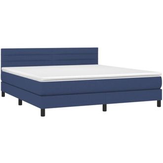 vidaXL Cama Box Spring Con Colch&oacute;n Tela Azul 180x200 Cm Vidaxl