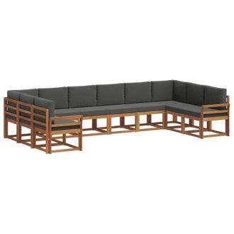 vidaXL Conjunto De Sof&aacute;s De Exterior 10 Pcs Natural Y Antracita Vidaxl