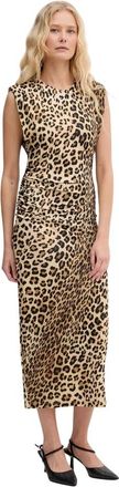 Lola Casademunt Maxi jurk met draperie - Dames - Casual kleedjes - Beige - M - Leer - Kleedjes