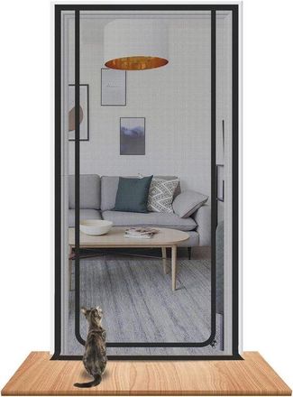 No Brand Puerta Mosquitera Para Gatos, Puerta Reforzada Para Gatos, 80 X 210 Cm, Repelente De Insectos Y Mosquitos, Con Cremallera, Cortina A Prueba De Gatos, 