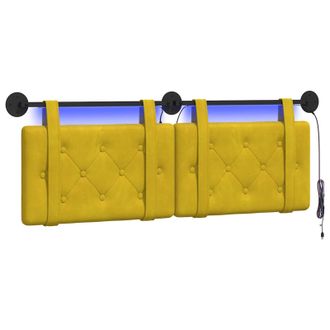 vidaXL Cabecero Colgante Con Luz Led Amarillo Terciopelo Vidaxl