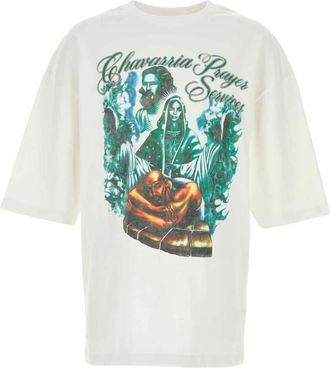 Willy Chavarria Prayer Services Northsider Tee - Heren - T-shirts - Wit - M - Katoen - Tops