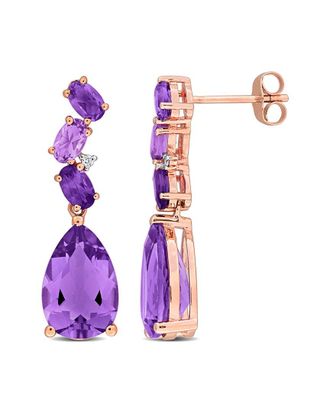 Rina Limor 10K Rose Gold 7.22 ct. tw. Diamond & Amethyst Earrings