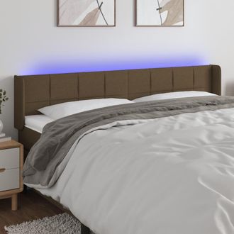 vidaXL Cabecero Con Led De Tela Marr&oacute;n Oscuro 183x16x78/88 Cm Vidaxl
