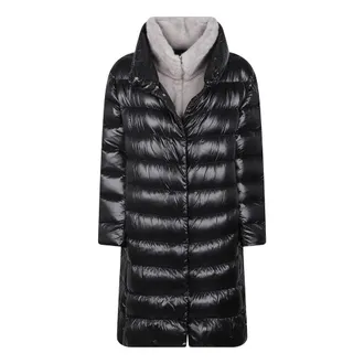 Herno Jassen, Dames, Zwart, L, Leer, Lange Donsjas