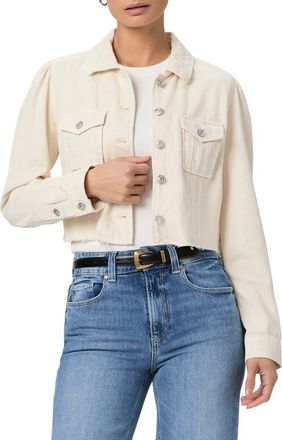 Paige Pacey Raw Hem Crop Twill Jacket in Quartz Sand at Nordstrom, Size X-Large