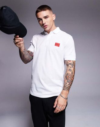 HUGO BOSS HUGO Red - Dereso - Polo bianca con logo-Bianco