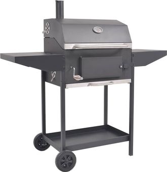 vidaXL Barbacoa Ahumador Al Carb&oacute;n Con Estante Inferior Negro Vidaxl