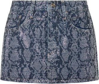 Liu Jo Denim Mini Rok met Strass - Dames - Korte rokken - Blauw - W26 - Denim - Rokken