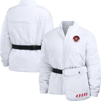 WEAR by Erin Andrews Womens WEAR by Erin Andrews White San Francisco 49ers Packaway Full-Zip Puffer Jacket at Nordstrom, Size Xx-Large