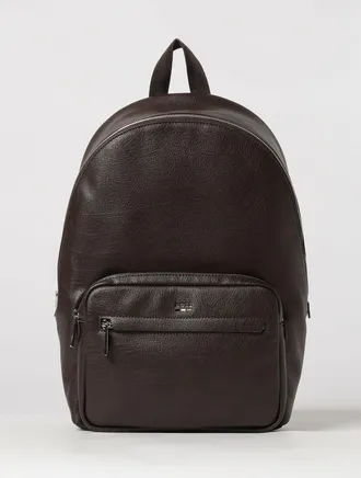 HUGO BOSS Zaino in pelle sintetica a grana con tasca frontale con zip e logo impresso
