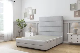 Sloomy Monaco Naples Divan Base 4 Drawers-54 Headboard & 12 Footboard in Silver | Size: Small Double