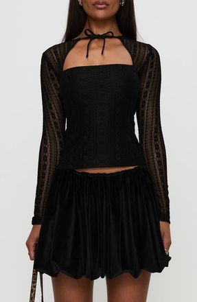 Princess Polly Georgiana Bubble Hem Miniskirt in Black at Nordstrom, Size 0