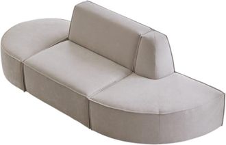 Tikamoon Banqueta modulable de tela beis, 2 plazas