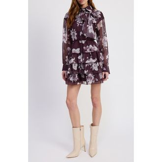 En Saison Annaliese Long Sleeve Shirtdress in Plum Gray at Nordstrom Rack, Size X-Small