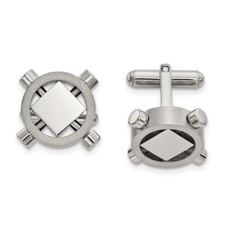 Diamond2Deal Stainless Steel Brushed and Polished Cufflinks