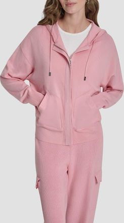 DKNY Mixed Media Hoodie in Bloom Pink at Nordstrom, Size X-Small