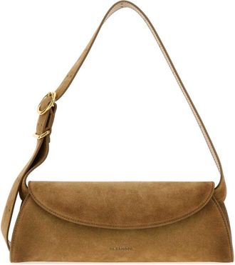 Jil Sander Cannolo Small Crossbody Bag - Dames - Schoudertassen - Bruin - ONE Size - Su&egrave;de - Tassen