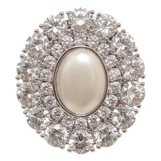 Self Portrait Ovale Kristallen Pareloorbellen - Dames - Oorbellen - Grijs - ONE Size - Accessoires