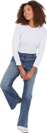 M&Co Mid Wash Carpenter Wide Leg Jeans - Womens Blue